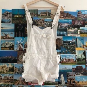 Free people white denim overalls